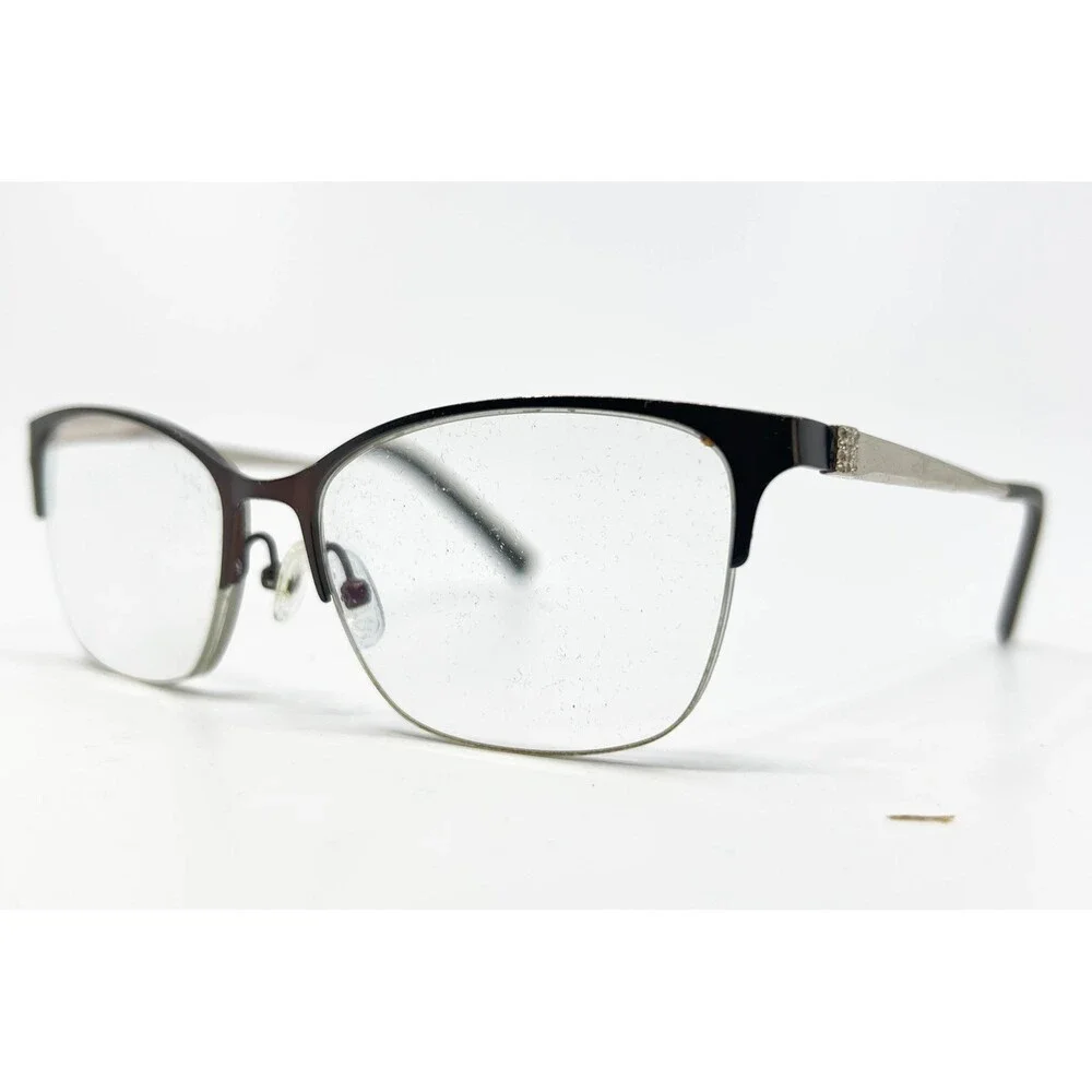 Oleg Cassini Eyeglasses Womens Brown Semi-Rimless Cat Eye OCO468 53-16-135